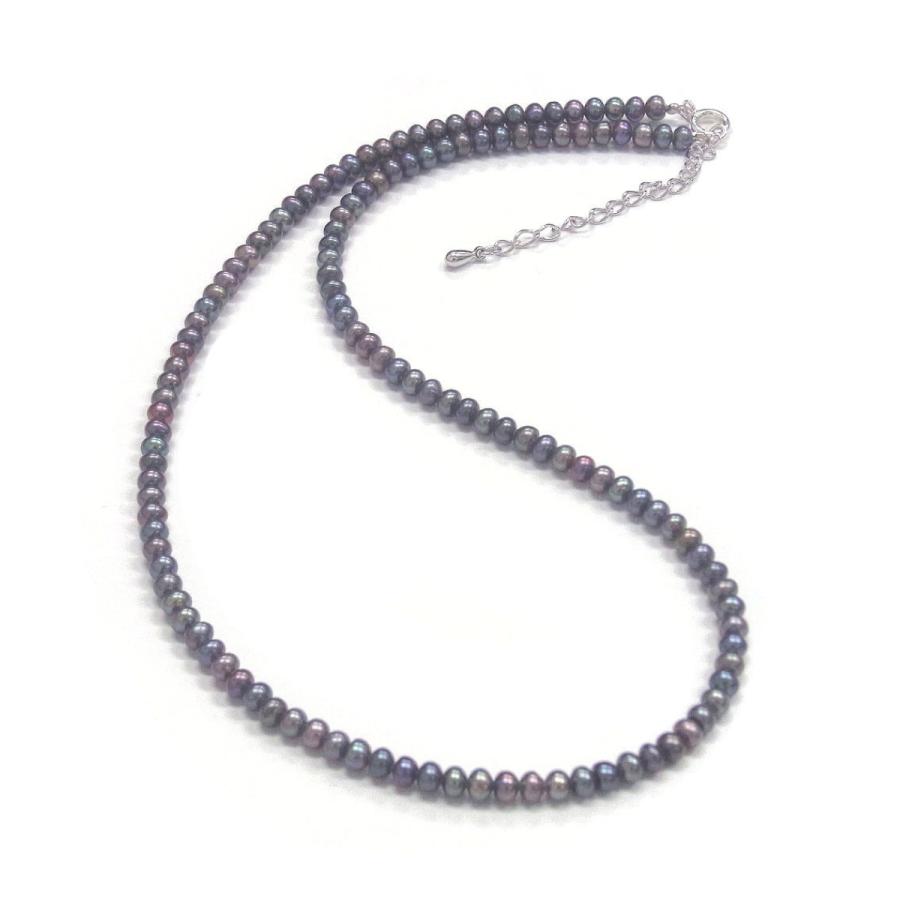 淡水真珠 ベビーパールネックレス 2.5-3mm ブラック 40cm アジャスター 