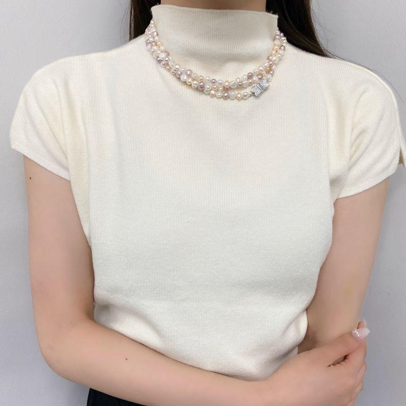 再入荷」淡水真珠 3wayパールロングネックレス マルチカラー 再入荷」淡水真珠 3wayパールロングネックレス マルチカラー