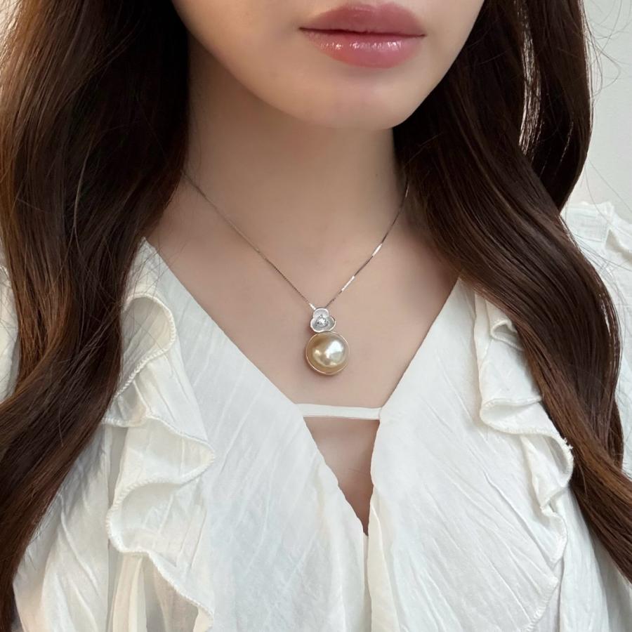マベ真珠ペンダント ネックレス 17.8-18mm ホワイト 半円 45cm