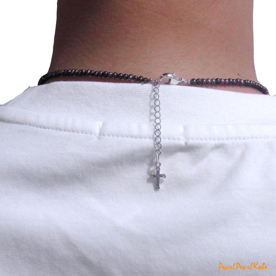 メンズパールネックレス 淡水真珠 2.5-3mm オフラウンド メンズパールネックレス 淡水真珠 2.5-3mm オフラウンド