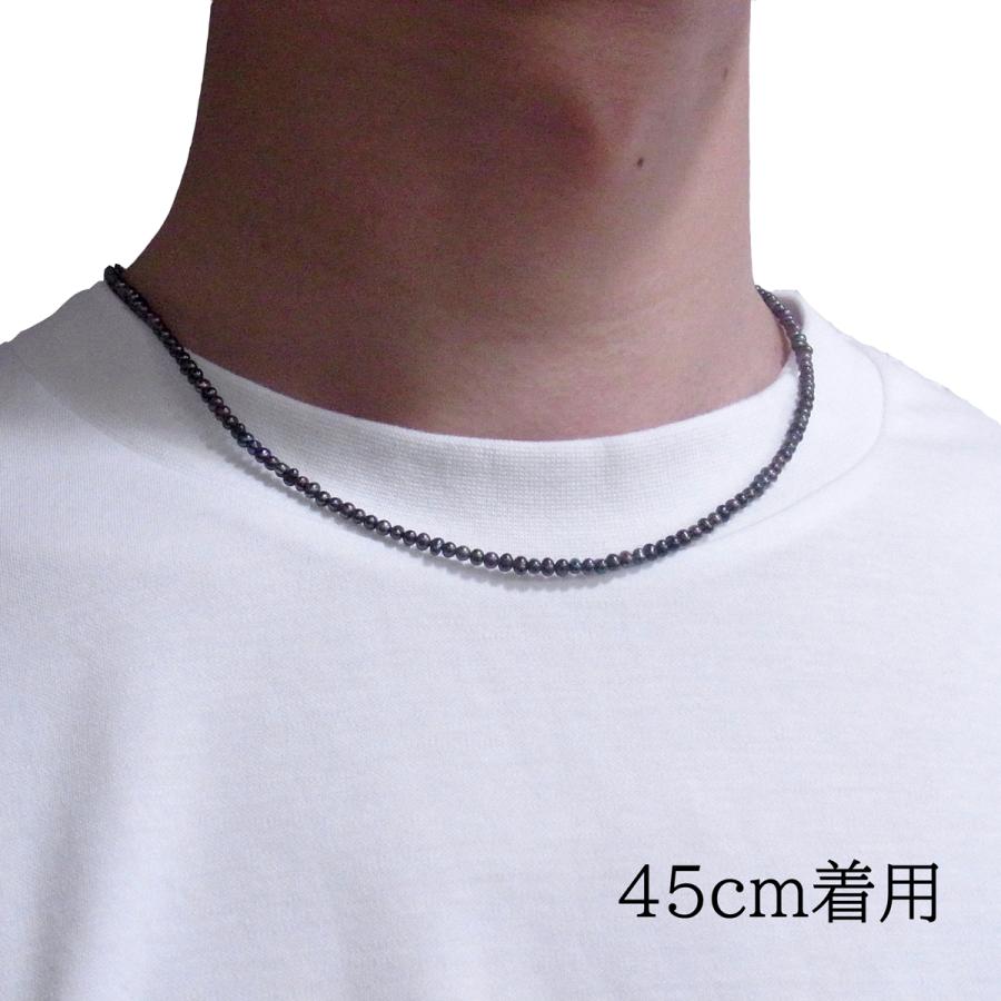 メンズパールネックレス 淡水真珠 2.5-3mm オフラウンド メンズパールネックレス 淡水真珠 2.5-3mm オフラウンド