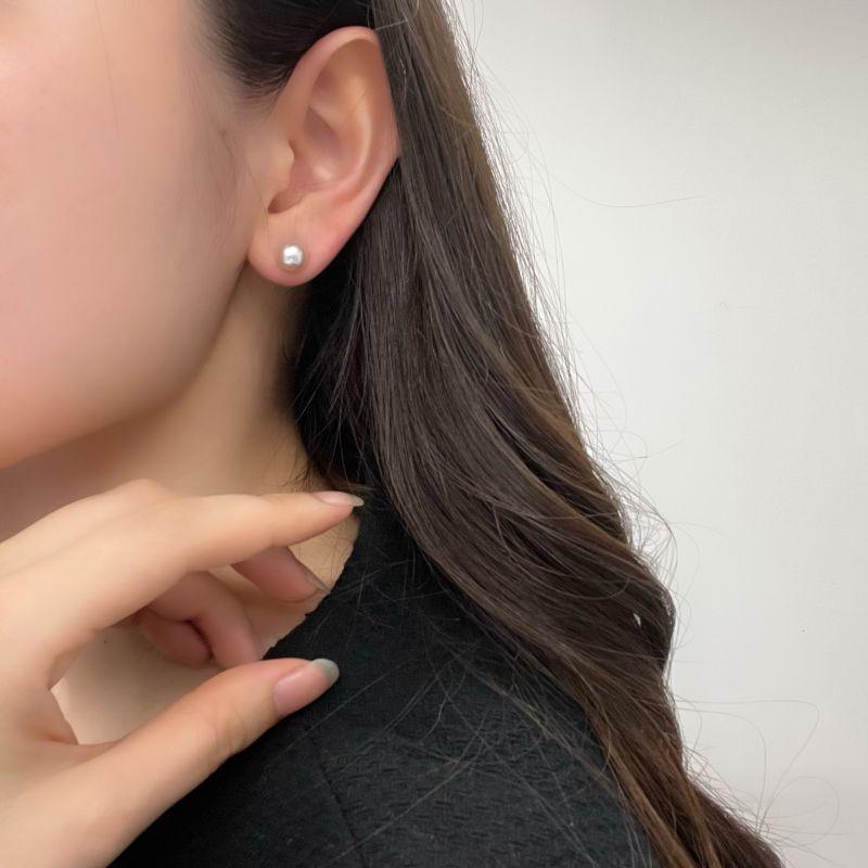 淡水真珠 ボタンシェイプパールピアス ピンク 7.5-8mm SV925製 淡水真珠 ボタンシェイプパールピアス ピンク 7.5-8mm SV925製