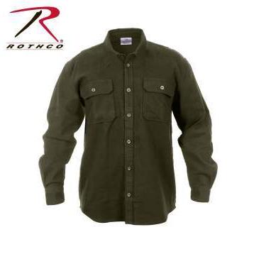 ミリタリー　長袖シャツ　ロスコ　Rothco Heavy Weight Solid Flannel Shirt　OD | ROTHCO
