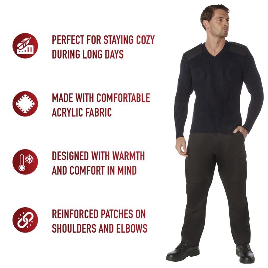 アクリル セーター ロスコ　Rothco G.I. Style Acrylic V-Neck Sweater　Black  6345 | ROTHCO | 05