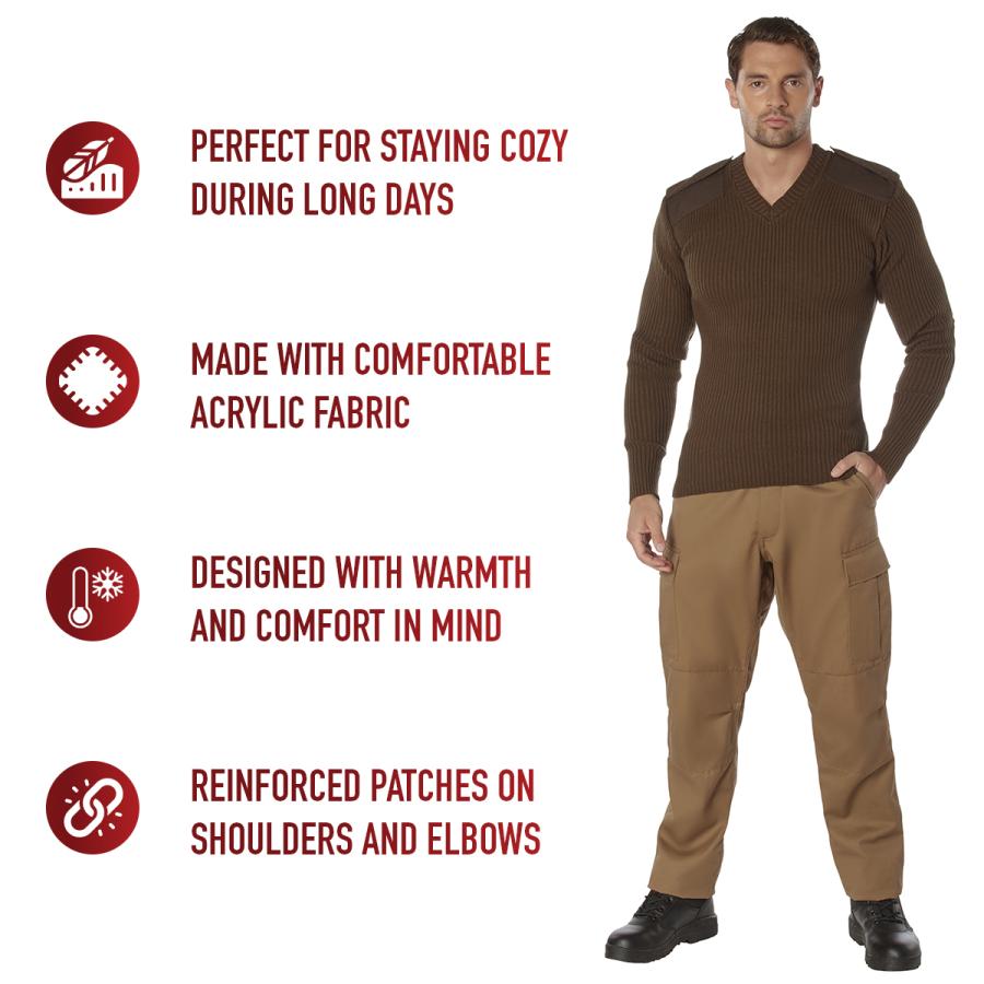 ミリタリー　セーター　ロスコ　Rothco G.I. Style Acrylic V-Neck Sweater　Brown 6345 | ROTHCO | 05