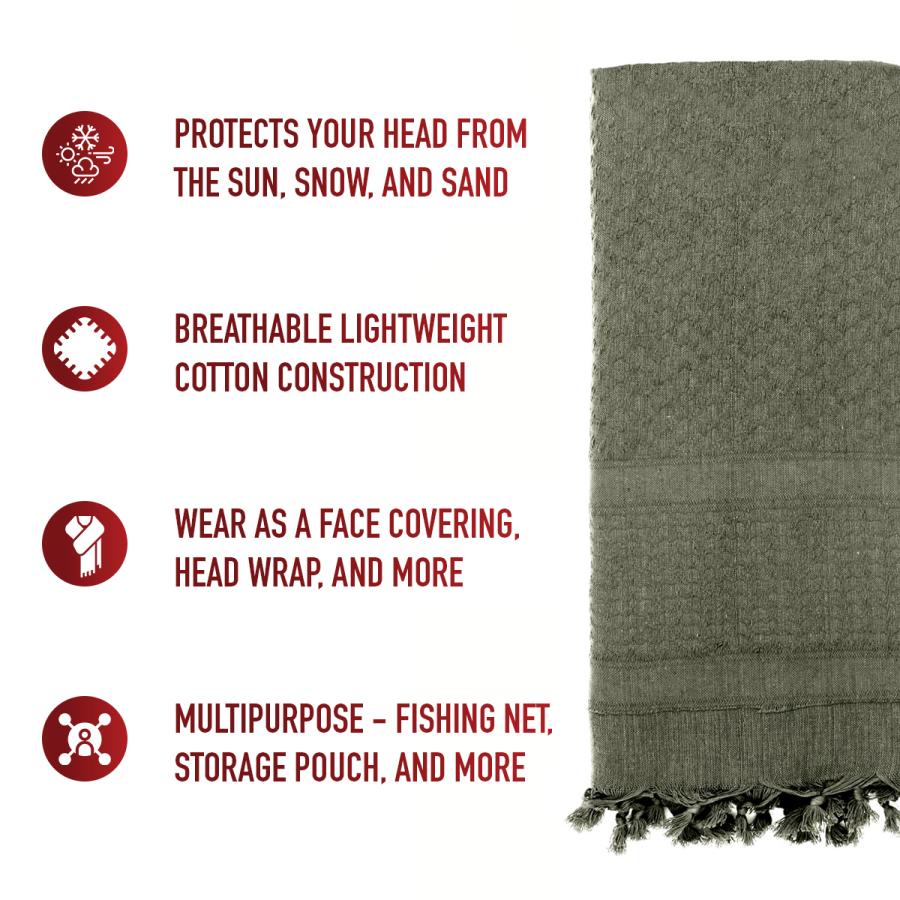 シュマグ  ロスコ アフガンストール スカーフ 無地ストール Rothco メンズ レディース  8637 | ROTHCO | 12