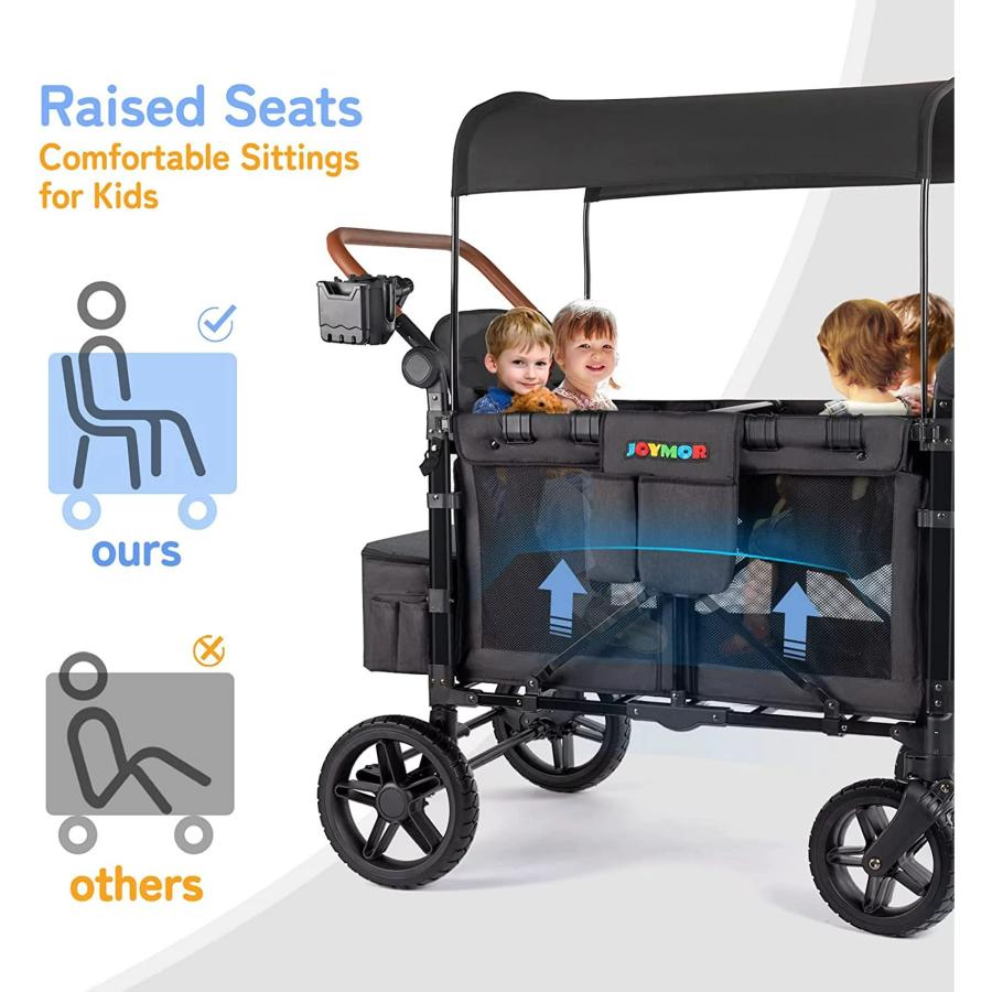 Joymor Stroller Wagon for 4 Kids, Luxury 4 Seater Wagon Stroller, Features Rubber Wheel ジョイマー ラグジュアリー 4人乗り ワゴン ベビーカー｜pl-luxury｜03