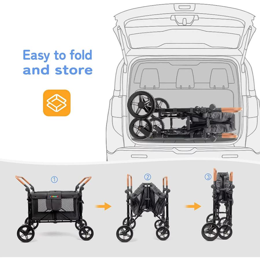 Joymor Stroller Wagon for 4 Kids, Luxury 4 Seater Wagon Stroller, Features Rubber Wheel ジョイマー ラグジュアリー 4人乗り ワゴン ベビーカー｜pl-luxury｜08