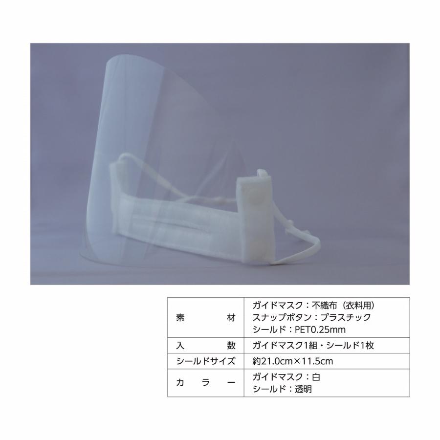 【日本製】ハーフシールド 1枚セット 透明マスク マウスシールド　クリアマスク　飛沫対策 ウイルス対策  透明シールド 防塵 保護マスク 耳ひも調整可能｜pla-mart｜02