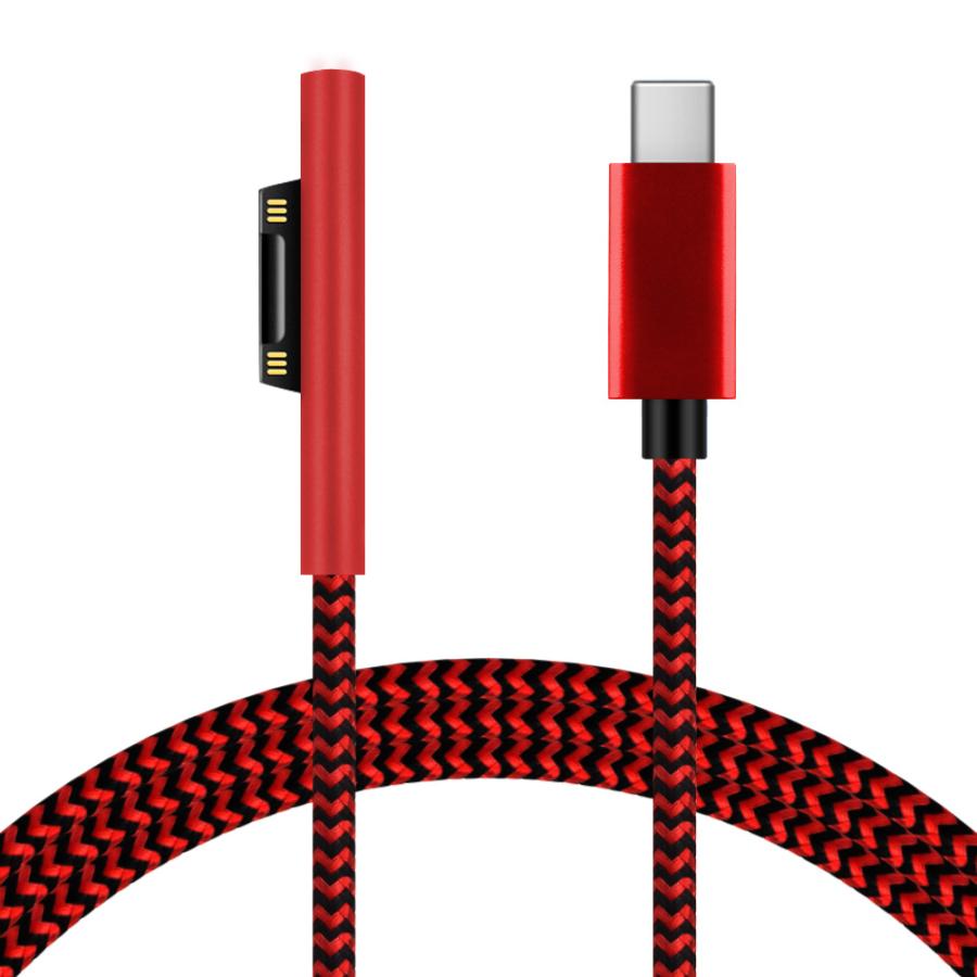 Surface USB-C 急速充電ケーブル 1.8m オス 45w15v以上のPDアダプターが必要 TYPE-C 15VPD充電に対応 しなやかな ナイロン編み 青赤ゼブラ黒｜pla-net｜03