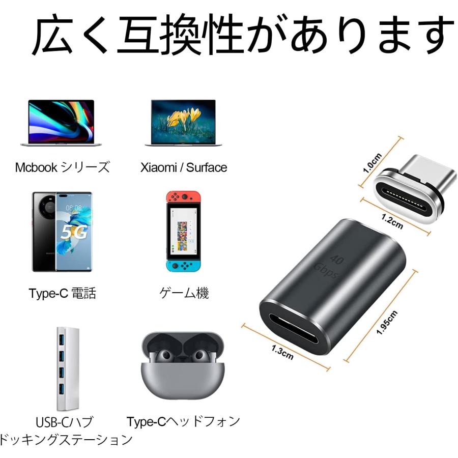 Thunderbolt3対応 マグネット USB-C to USB-Cアダプター サンダーボルト3対応 磁気 Type-C 変換 I字型 |  | 05