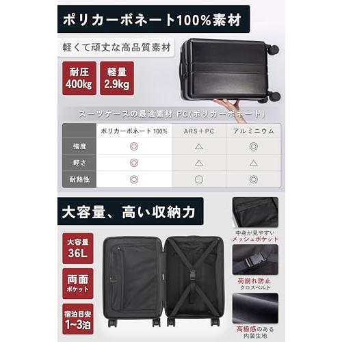 MAIMO] キャリーケース スーツケース Sサイズ 36L 機内持ち込み 静音