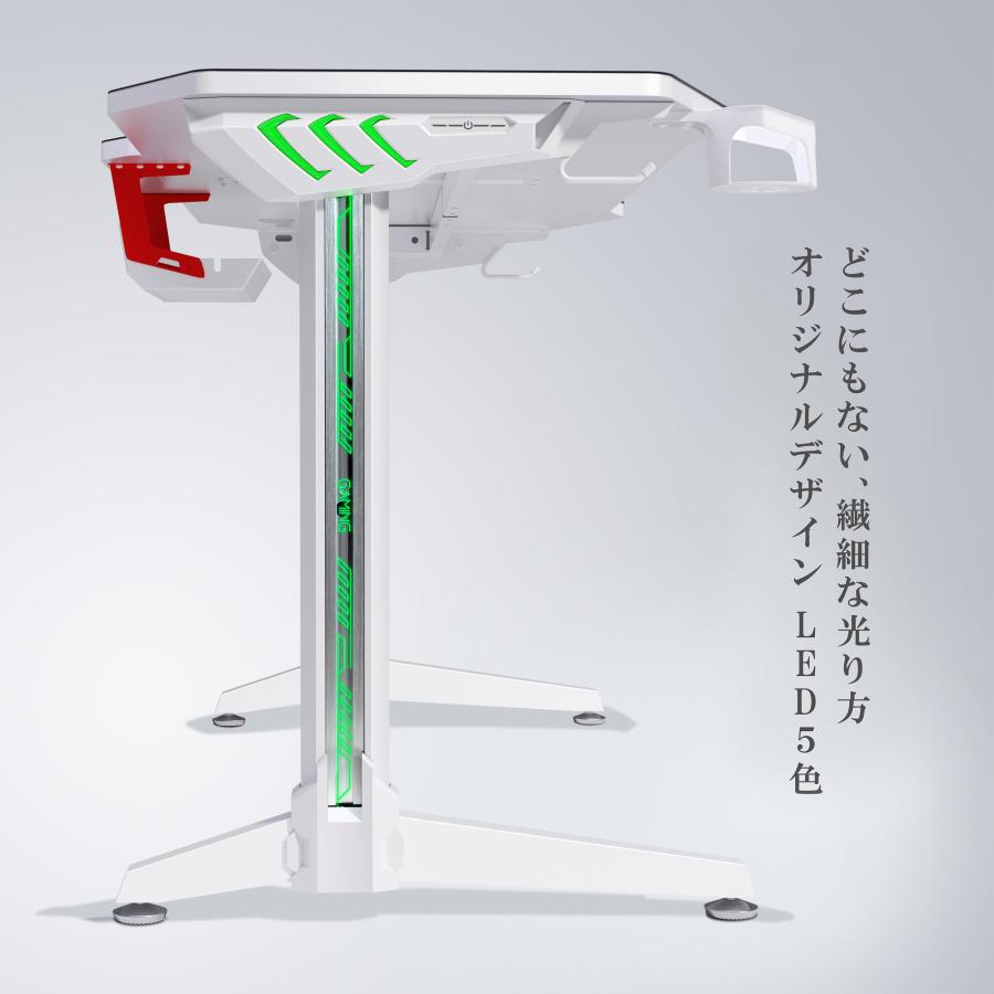 U-POWER ゲーミングデスク [日本メーカー監修] LED 幅140cm×奥行
