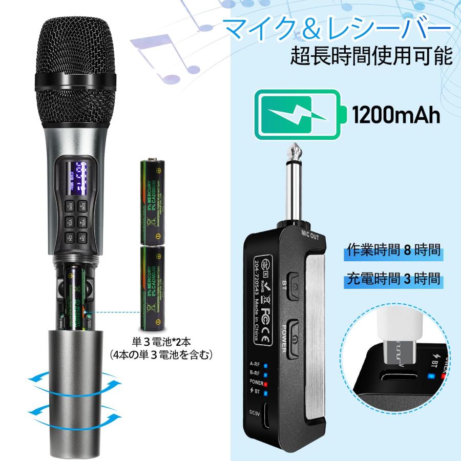 Kithouse ワイヤレスマイク Bluetoothカラオケマイク 2本セット Kithouse ワイヤレスマイク Bluetoothカラオケマイク 2本セット