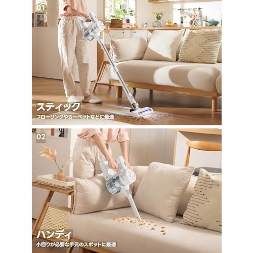 掃除機 コードレス 38000pa Leacco サイクロン 3段吸引力 45分間