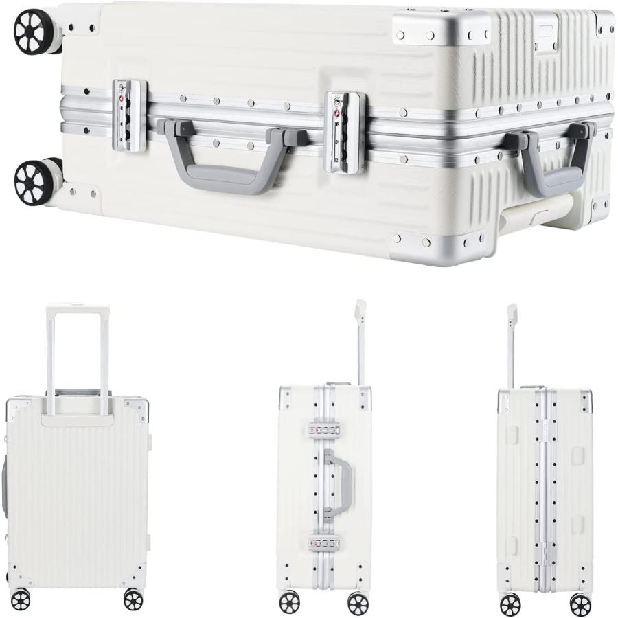 ［LNMLAN] スーツケース アルミフレーム キャリー ケース シルバー LNMLAN] スーツケース アルミフレーム キャリー ケース シルバー