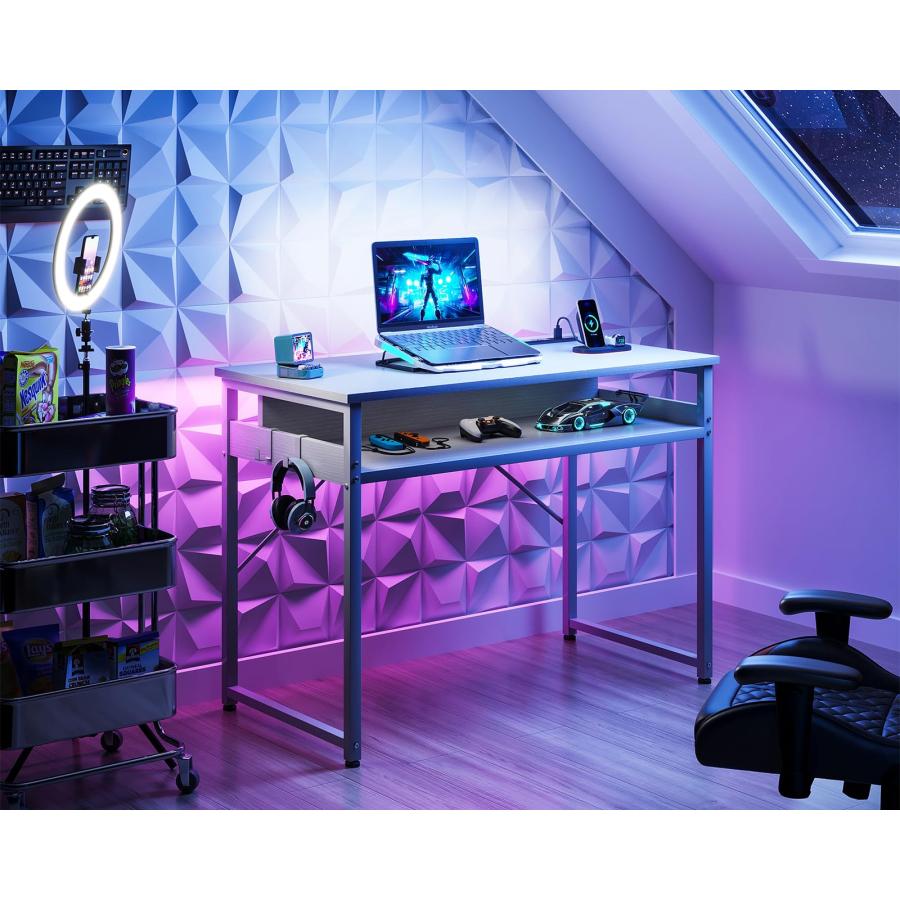 ODK 机 pcデスク パソコンデスク 幅80cm ゲーミングデスク 収納付き Amazon | ODK デスク 机 pcデスク 幅80cm ゲーミングデスク