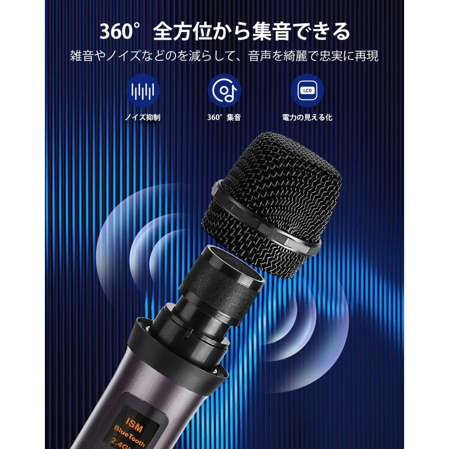 カラオケセット ワイヤレスマイク2本 Bluetooth 5.0対応 VOSOCO カラオケセット ワイヤレスマイク2本 スピーカーセット