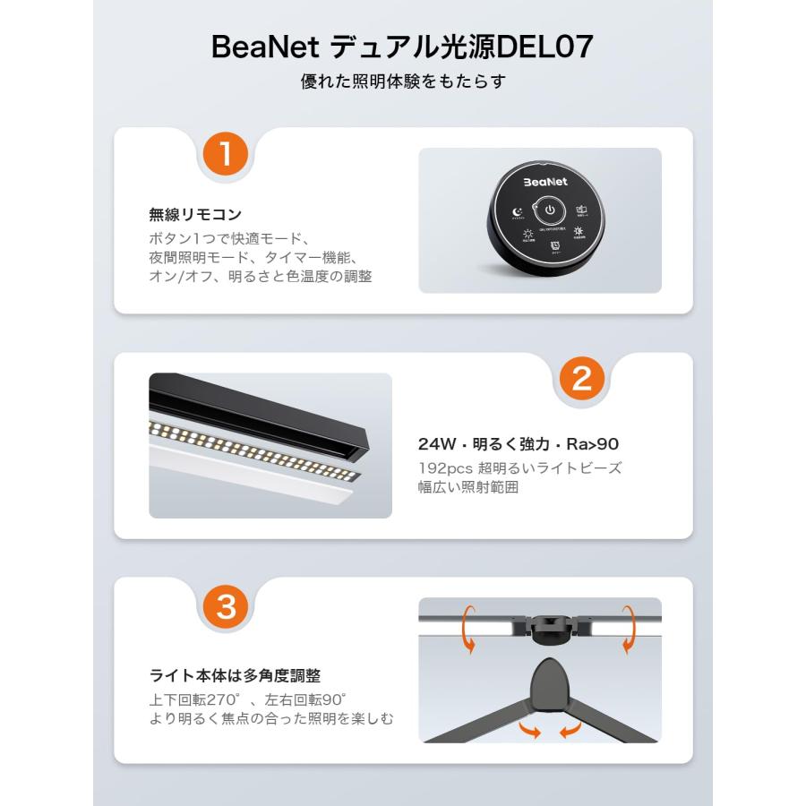 BeaNet デスクライト LED 「無線リモコン・ダブル光源・幅800mm