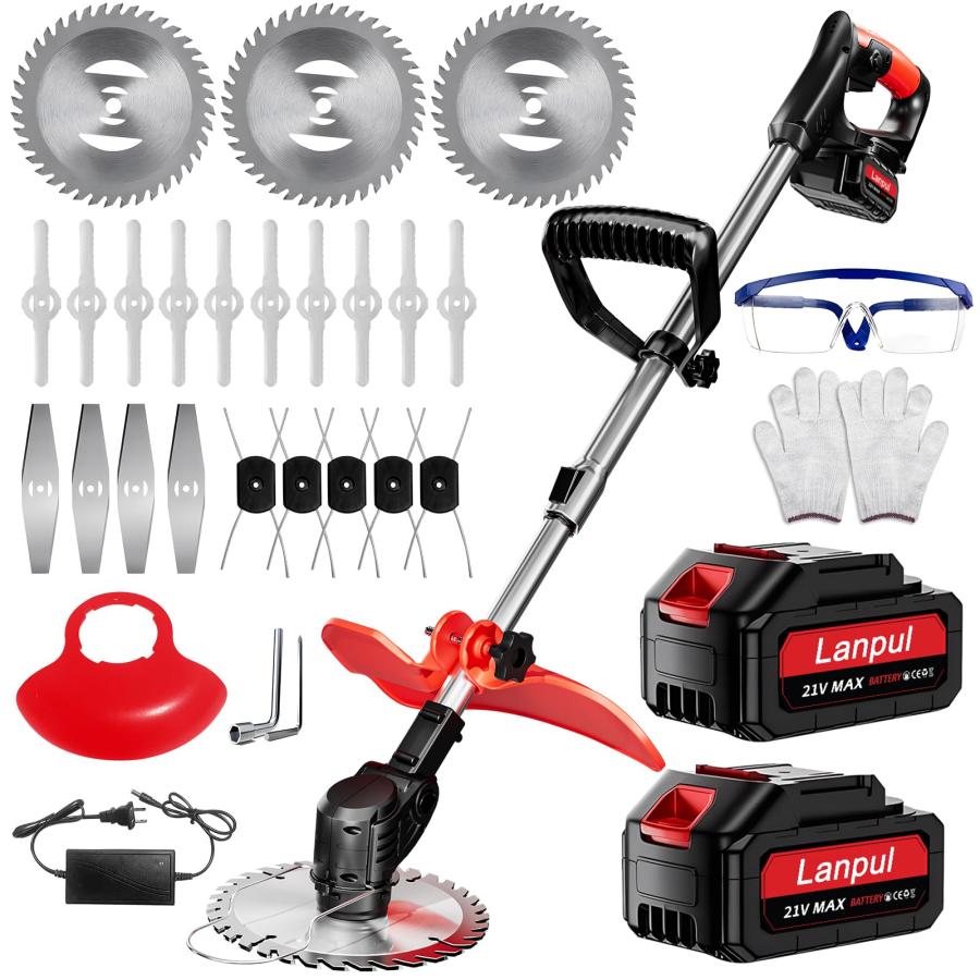 【未使用】草刈り機 充電式 コードレス 芝刈り機 大容量バッテリー 2個付属⭐️ Lanpul 電動 草刈り機 充電式 コードレス 3.0Ah大容量バッテリー