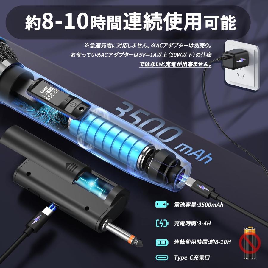 JYX ワイヤレスマイク 無線カラオケマイク UHF マイクロフォン