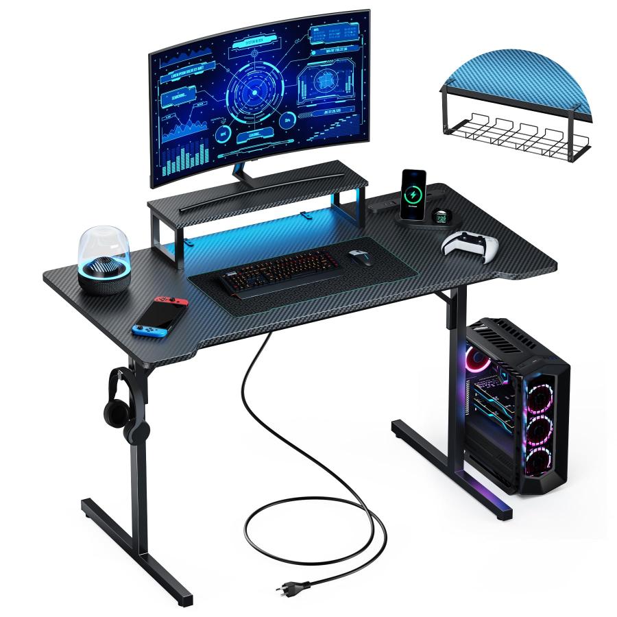 パソコン＆ゲーミングデスク モニター台付き LunarLight パソコンデスク ゲーミングデスク モニター台高さ