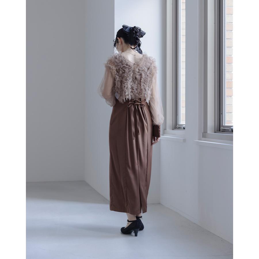 Dorry Dollストレッチ入り♪ノースリーブワンピース38M フリルデザイン
