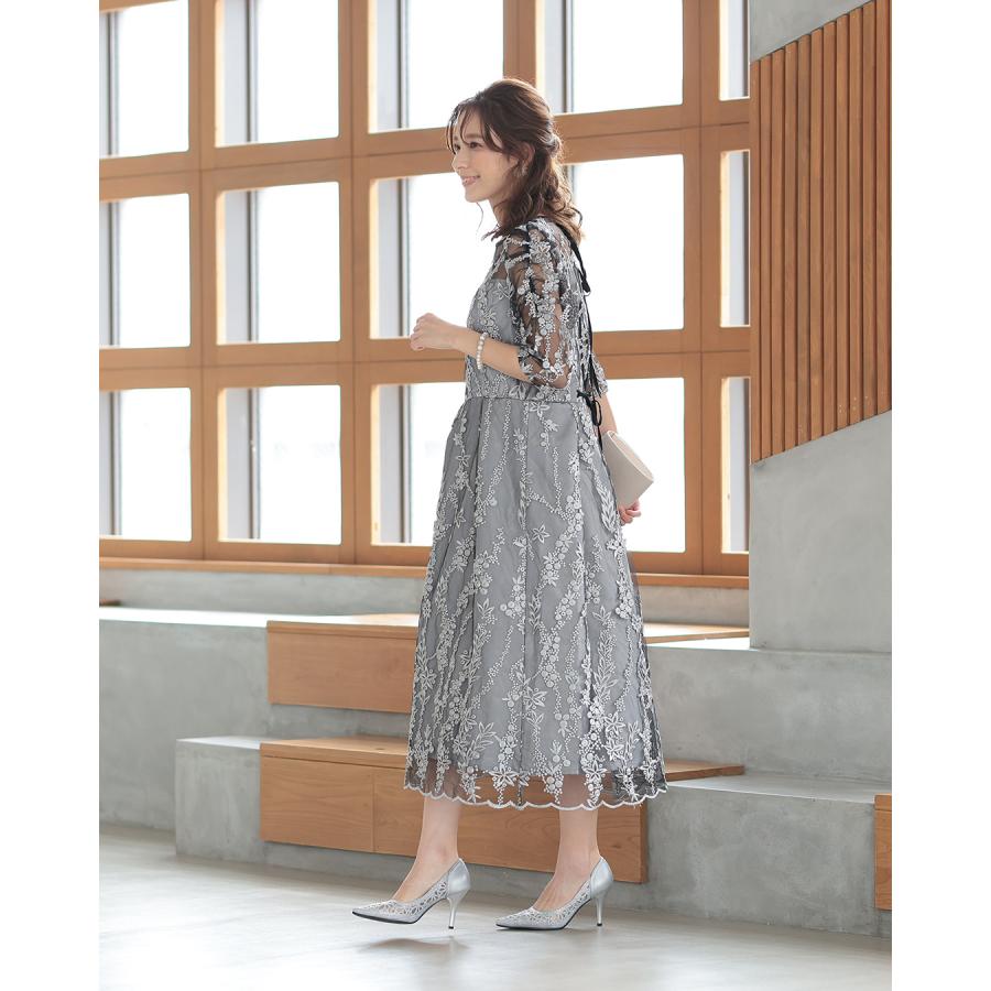 h321156 結婚式 ドレス パーティードレス 袖あり レース袖 Aライン 刺繍 大きいサイズ 体型カバー レース お呼ばれ 謝恩会 二次会 人気_15