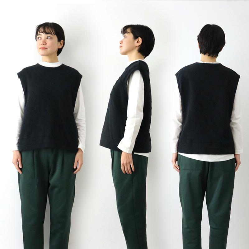 ベスト 綿 日本製 harmonie（アルモニ ）もこもこ接結 クルーネック 