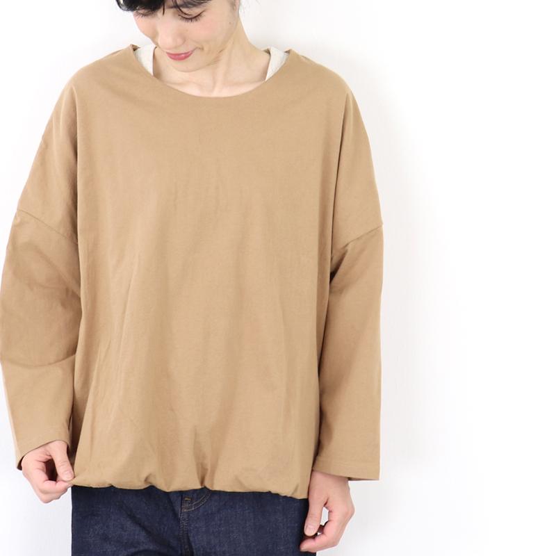 プルオーバー レディース 綿 コットン 秋 白 黒 tシャツ ロンT harmonie -Organic Cotton-　(アルモニ オーガニックコットン）30/-天竺 2重仕立て バルーン