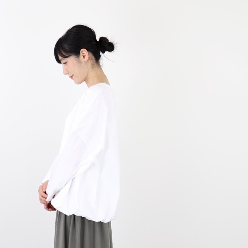 プルオーバー レディース 綿 コットン 秋 白 黒 tシャツ ロンT harmonie -Organic Cotton-　(アルモニ オーガニックコットン）30/-天竺 2重仕立て バルーン