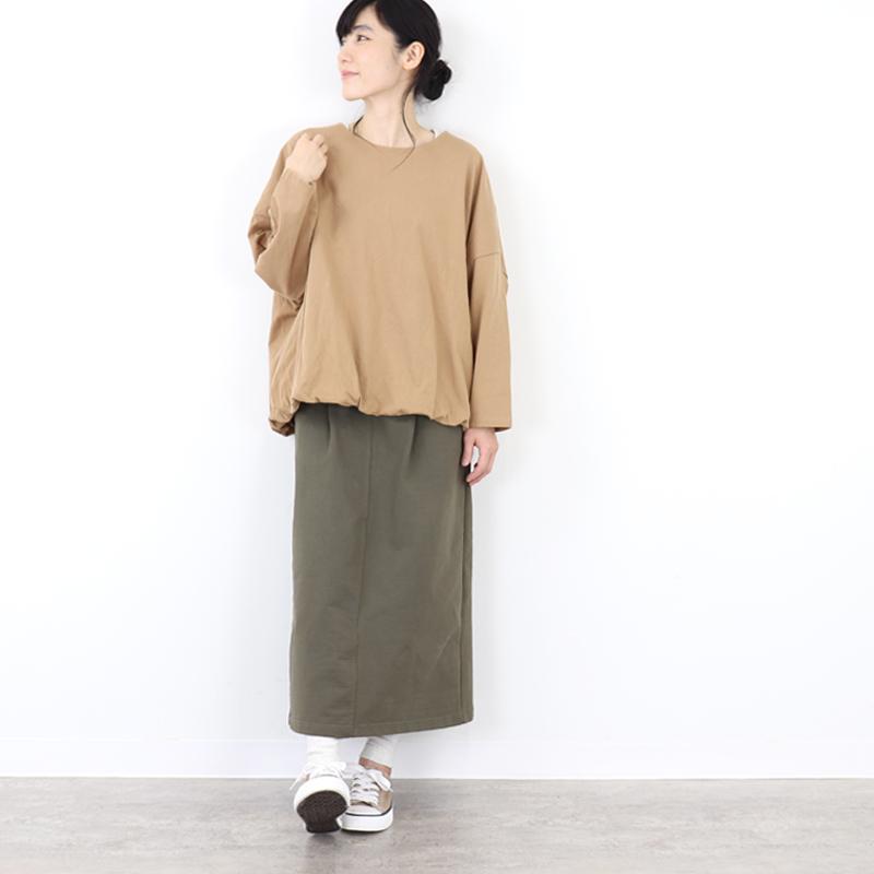 プルオーバー レディース 綿 コットン 秋 白 黒 tシャツ ロンT harmonie -Organic Cotton-　(アルモニ オーガニックコットン）30/-天竺 2重仕立て バルーン