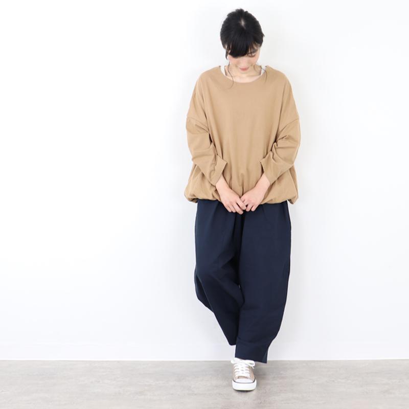 プルオーバー レディース 綿 コットン 秋 白 黒 tシャツ ロンT harmonie -Organic Cotton-　(アルモニ オーガニックコットン）30/-天竺 2重仕立て バルーン