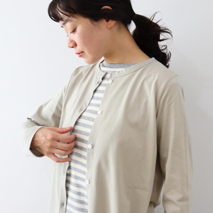 カーディガン 綿100％ コットン 秋 薄手 日本製 白 シャツ風 harmonie Organic Cotton アルモニ オーガニックコットン 天竺・背中切り替えブラウス風 82480740 harmonie カーディガン 綿100％ コットン 秋 薄手 日本製 白