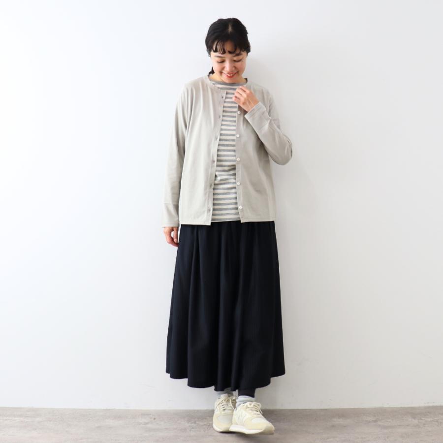 カーディガン 綿100％ コットン 秋 薄手 日本製 白 シャツ風 harmonie Organic Cotton アルモニ オーガニックコットン 天竺・背中切り替えブラウス風 82480740 harmonie カーディガン 綿100％ コットン 秋 薄手 日本製 白