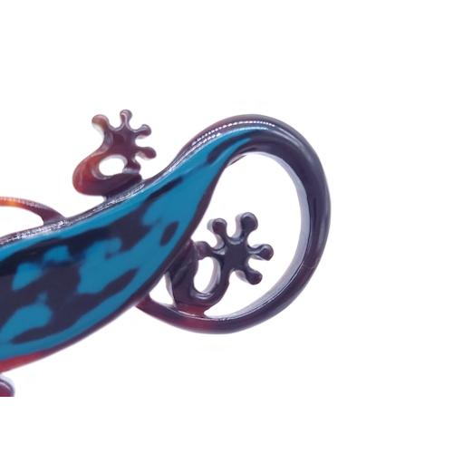 本べっ甲 ブローチ  トカゲ アンティーク風 蒔絵 ダイヤ シルバー Cカン 至極 一品 ペンダント （B-066）の画像