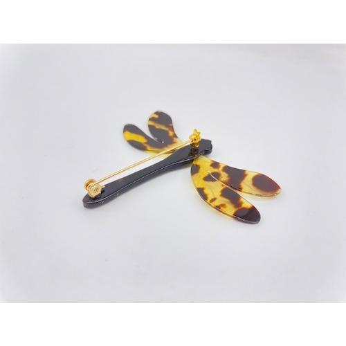 本べっ甲 ブローチ トンボ 立体感 職人 伝統工芸 一品 縁起 オーガニック ワンポイント（B-081）の画像