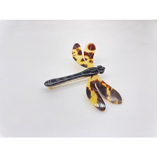 本べっ甲 ブローチ トンボ 立体感 職人 伝統工芸 一品 縁起 オーガニック ワンポイント（B-081）の画像