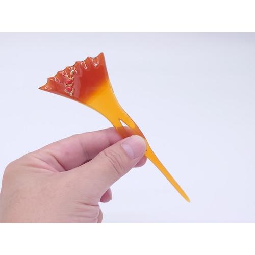 本べっ甲 簪（かんざし） 白甲 赤肚甲 継ぎ分け 贅沢 極み 鑑別書 天然