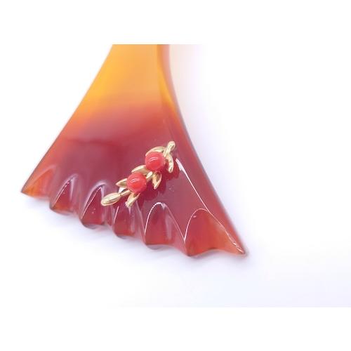 本べっ甲 簪（かんざし） 白甲 赤肚甲 継ぎ分け 贅沢 極み 鑑別書 天然