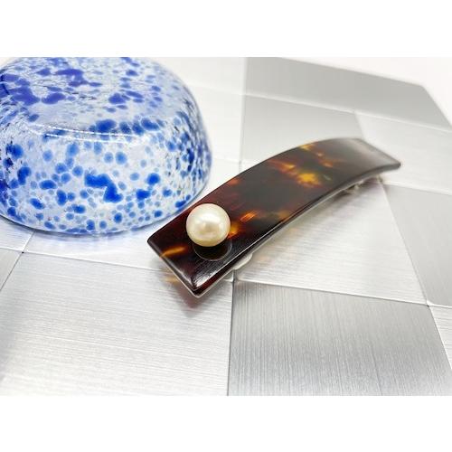本べっ甲 髪留め 贅沢 上質 淡水 パール 気品 緩やか 上品 優雅 高級感 天然素材  (KE-050)の画像