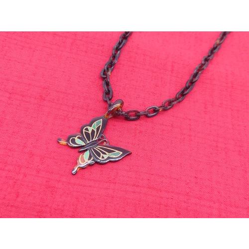 本べっ甲 蒔絵 蝶蝶モチーフ ペンダント 繊細 繊細 モダン 可愛い お洒落 昭和モダン (Ma-002)の画像