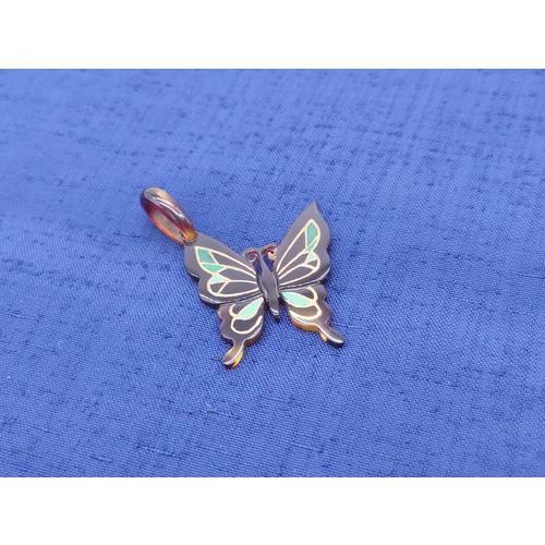 本べっ甲 蒔絵 蝶蝶モチーフ ペンダント 繊細 繊細 モダン 可愛い お洒落 昭和モダン (Ma-002)の画像