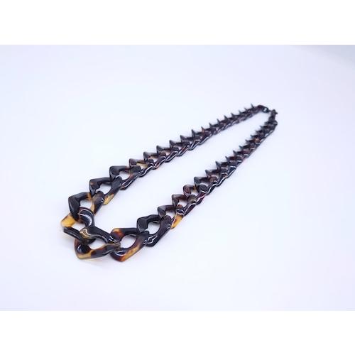 本べっ甲 ネックレス 綺麗 スクエアタイプ 丸喜平 シンプルデザイン オーガニック ナチュラル （N-134）の画像