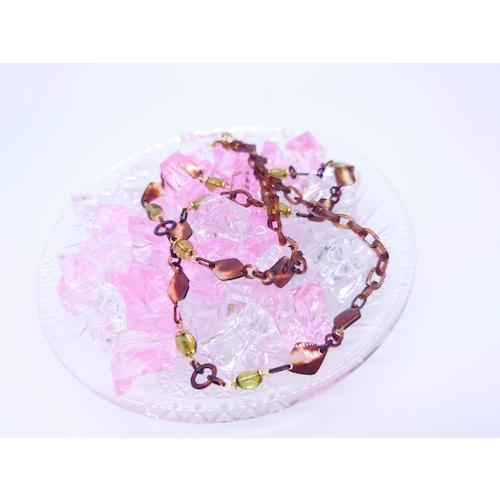 本べっ甲 ネックレス 本琥珀 菱型 カリビアングリーン 9石 上品 大人可愛 ロングネックレス カジュアル フォーマル オーガニック (N-139)の画像