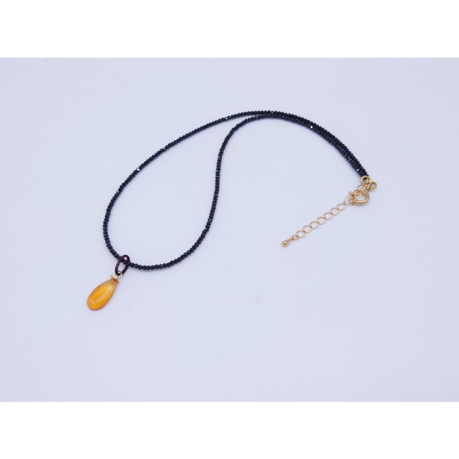 本べっ甲 ネックレス スピネルチェーン ペンダント シンプル 雫 存在感 