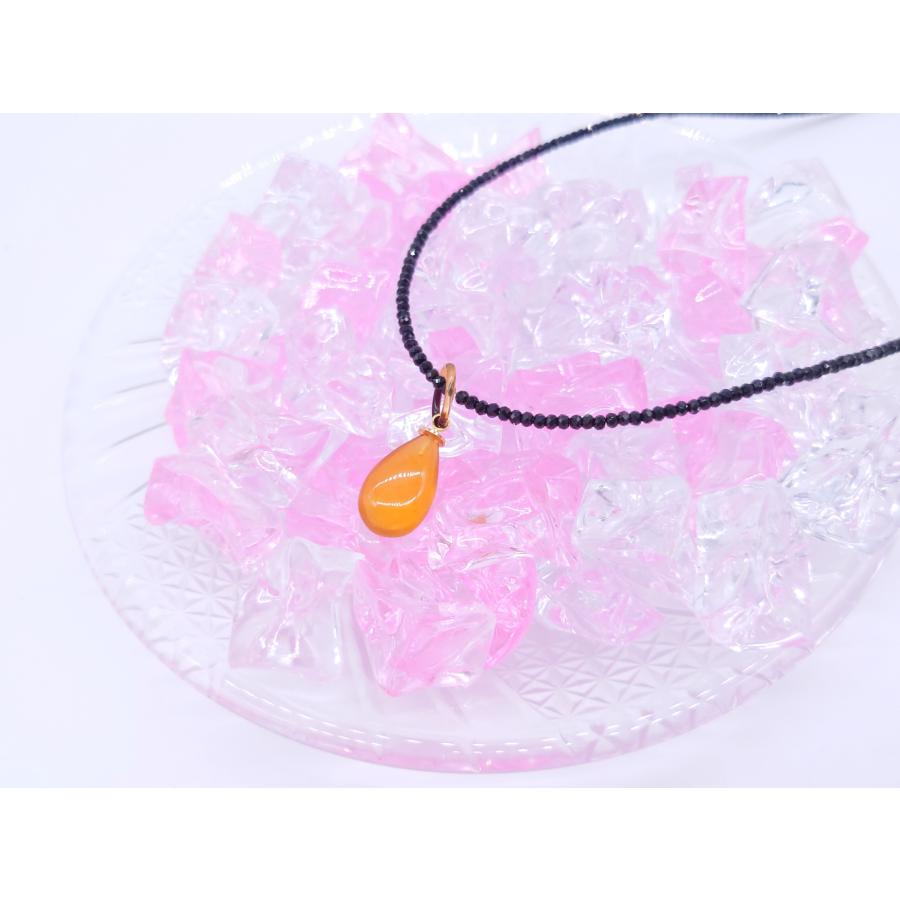 本べっ甲 ネックレス スピネルチェーン ペンダント シンプル 雫 肉厚