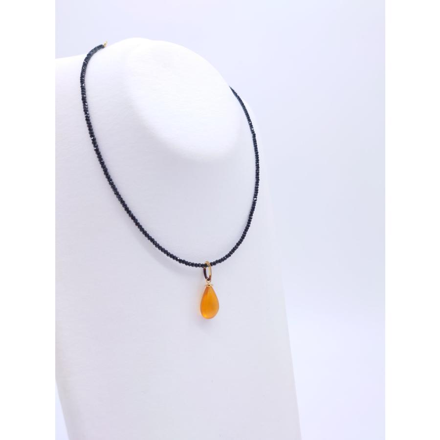 本べっ甲 ネックレス スピネルチェーン ペンダント シンプル 雫 肉厚