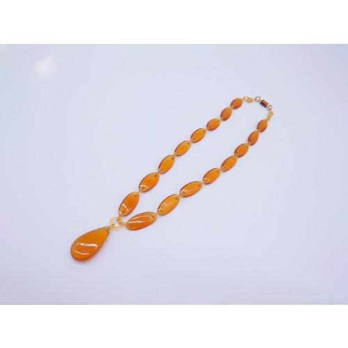 本べっ甲 ネックレス 白甲 オーバルパーツ 両面落とし 贅沢 肉厚 Ｙライン 希少 　(N-189)の画像