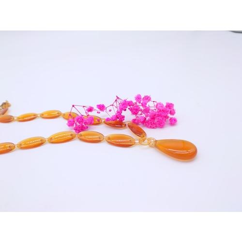 本べっ甲 ネックレス 白甲 オーバルパーツ 両面落とし 贅沢 肉厚 Ｙライン 希少 　(N-189)の画像